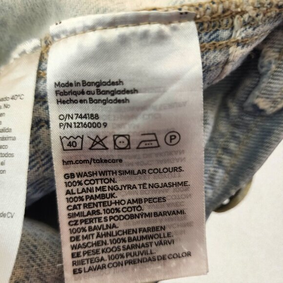 H&M Divided Wide Leg Jeans Acid Wash Utility Cargo High Rise Y2K Skater Size 8 - Picture 11 of 11